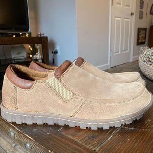 Born mens tan / beige / brown leather casual slip on shoes size 9.5 style MLJ9